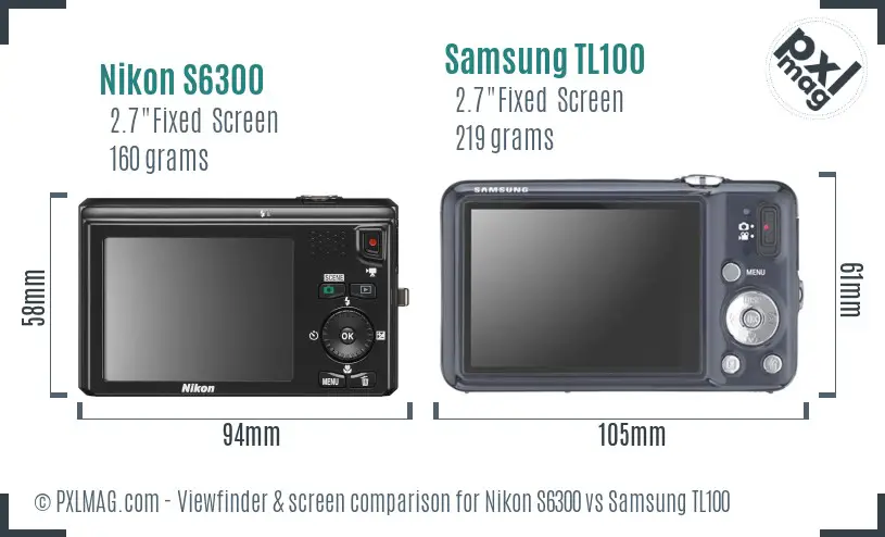 Nikon S6300 vs Samsung TL100 Screen and Viewfinder comparison
