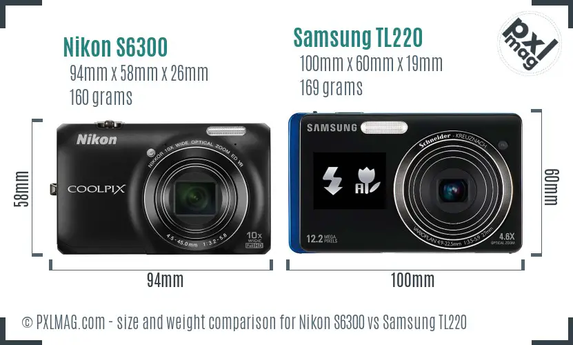 Nikon S6300 vs Samsung TL220 size comparison