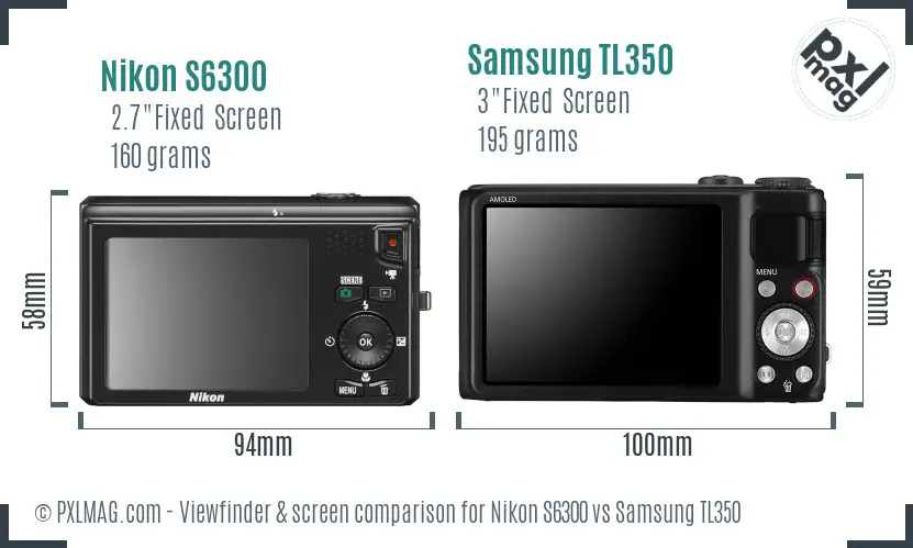 Nikon S6300 vs Samsung TL350 Screen and Viewfinder comparison