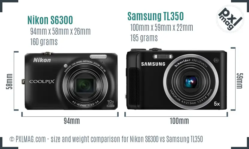 Nikon S6300 vs Samsung TL350 size comparison