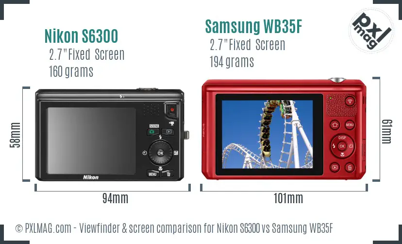 Nikon S6300 vs Samsung WB35F Screen and Viewfinder comparison