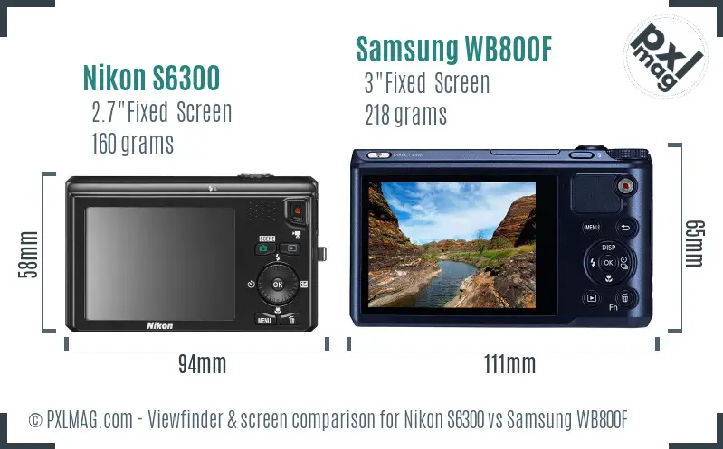 Nikon S6300 vs Samsung WB800F Screen and Viewfinder comparison