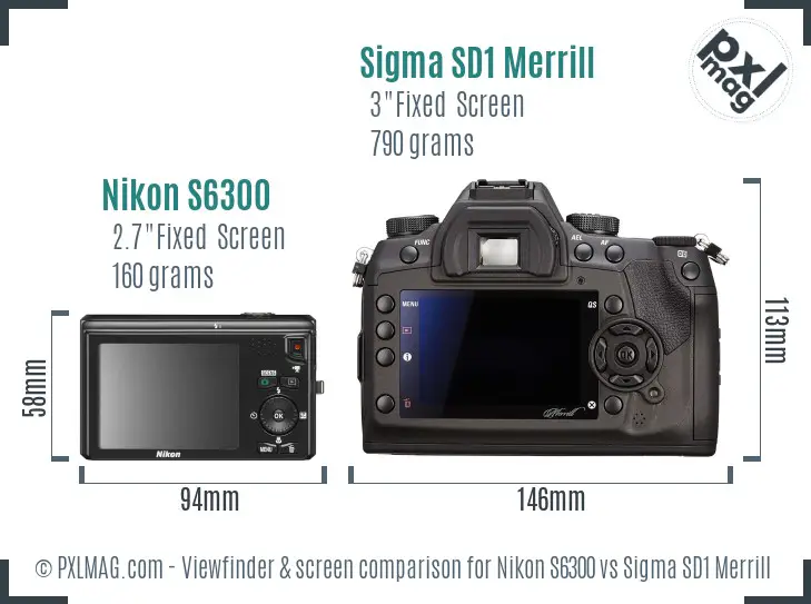 Nikon S6300 vs Sigma SD1 Merrill Screen and Viewfinder comparison