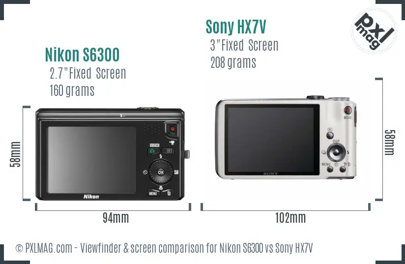 Nikon S6300 vs Sony HX7V Screen and Viewfinder comparison