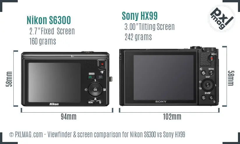 Nikon S6300 vs Sony HX99 Screen and Viewfinder comparison Nikon S6300 vs Sony HX99 Screen and Viewfinder comparison