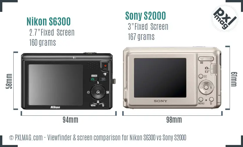 Nikon S6300 vs Sony S2000 Screen and Viewfinder comparison Nikon S6300 vs Sony S2000 Screen and Viewfinder comparison