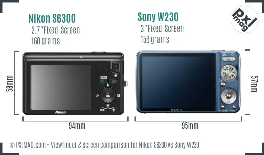 Nikon S6300 vs Sony W230 Screen and Viewfinder comparison Nikon S6300 vs Sony W230 Screen and Viewfinder comparison