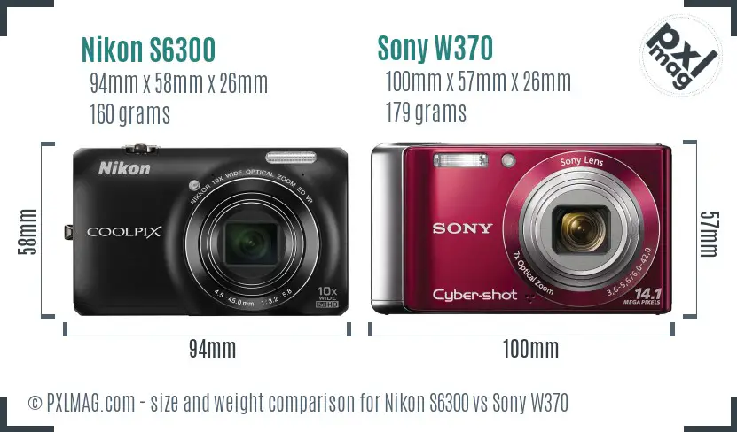 Nikon S6300 vs Sony W370 size comparison Nikon S6300 vs Sony W370 size comparison