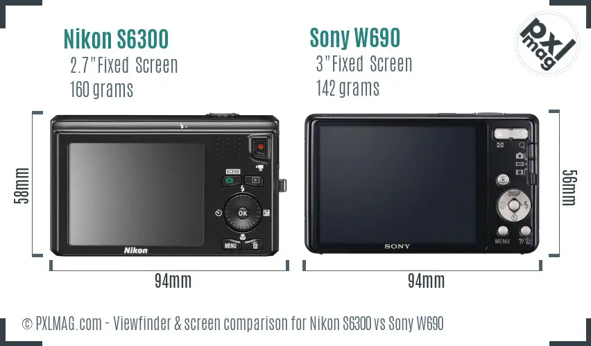 Nikon S6300 vs Sony W690 Screen and Viewfinder comparison