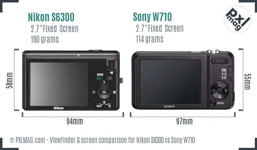 Nikon S6300 vs Sony W710 Screen and Viewfinder comparison