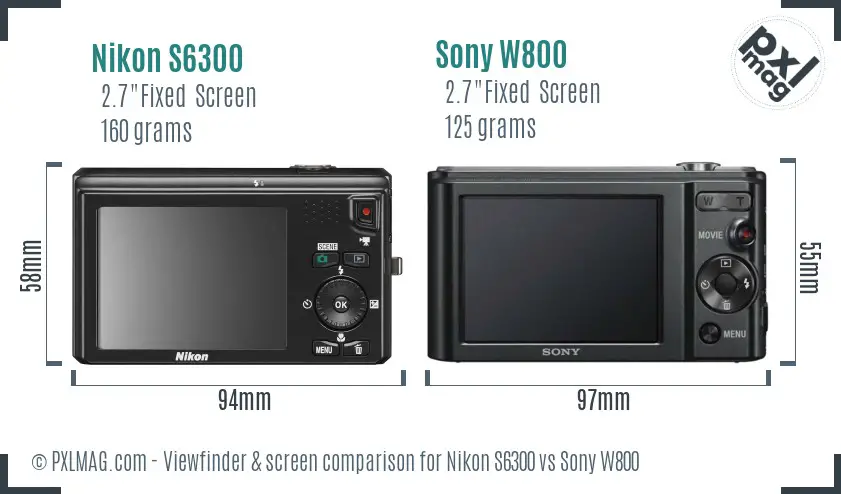 Nikon S6300 vs Sony W800 Screen and Viewfinder comparison Nikon S6300 vs Sony W800 Screen and Viewfinder comparison