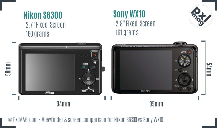 Nikon S6300 vs Sony WX10 Screen and Viewfinder comparison