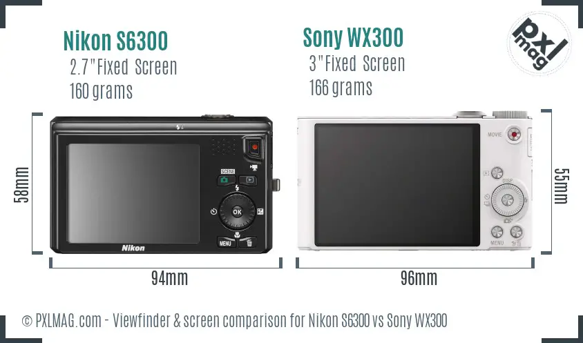Nikon S6300 vs Sony WX300 Screen and Viewfinder comparison