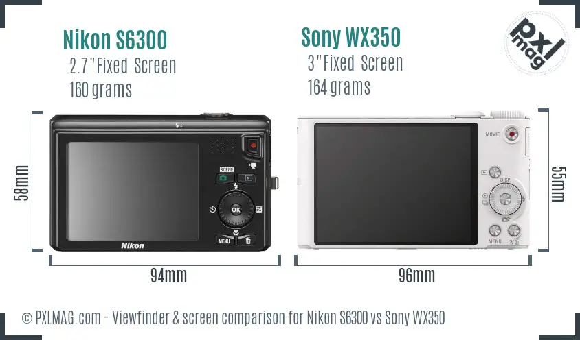 Nikon S6300 vs Sony WX350 Screen and Viewfinder comparison Nikon S6300 vs Sony WX350 Screen and Viewfinder comparison
