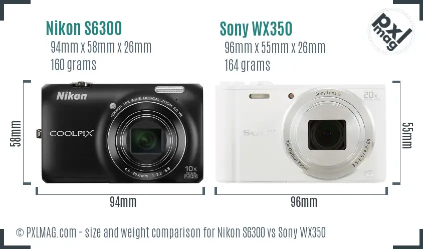 Nikon S6300 vs Sony WX350 size comparison Nikon S6300 vs Sony WX350 size comparison