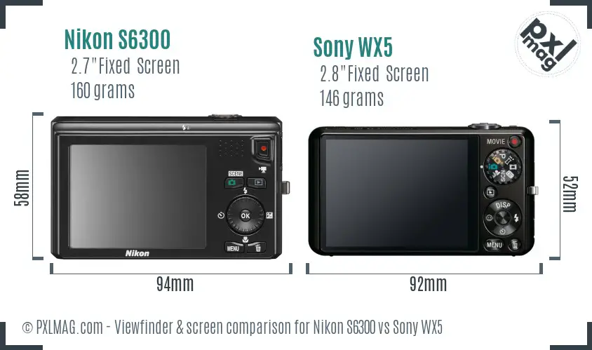 Nikon S6300 vs Sony WX5 Screen and Viewfinder comparison Nikon S6300 vs Sony WX5 Screen and Viewfinder comparison