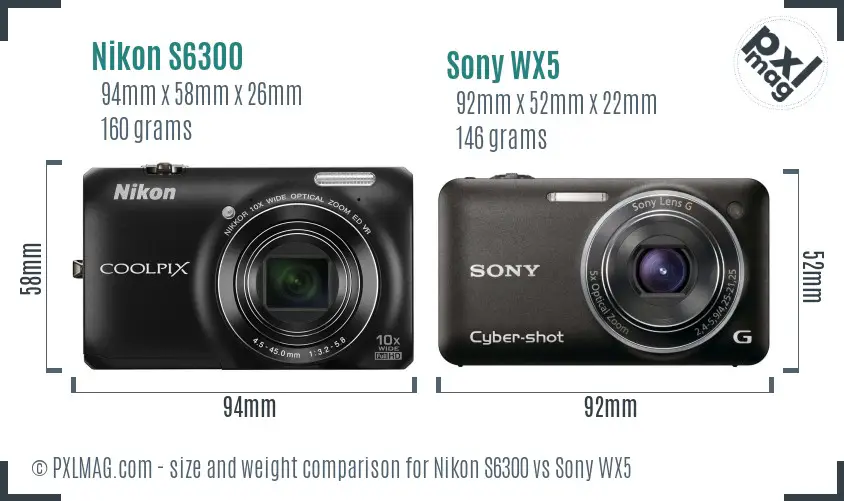 Nikon S6300 vs Sony WX5 size comparison Nikon S6300 vs Sony WX5 size comparison