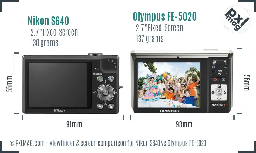 Nikon S640 vs Olympus FE-5020 Screen and Viewfinder comparison Nikon S640 vs Olympus FE-5020 Screen and Viewfinder comparison