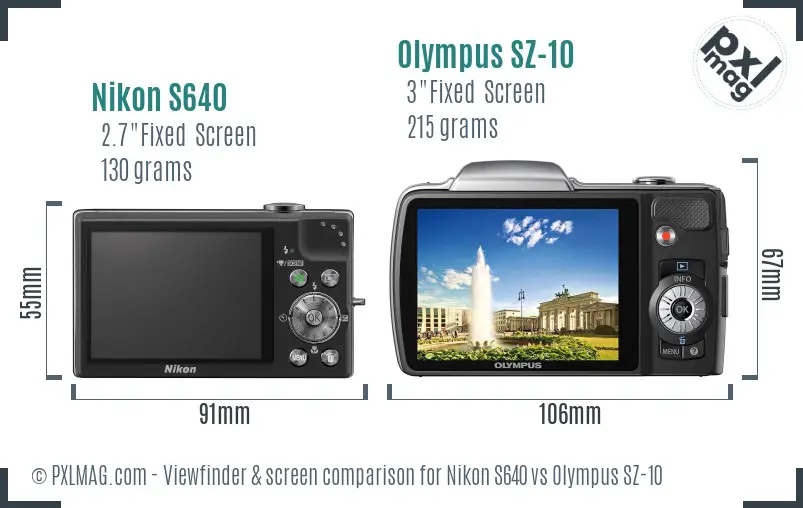 Nikon S640 vs Olympus SZ-10 Screen and Viewfinder comparison Nikon S640 vs Olympus SZ-10 Screen and Viewfinder comparison