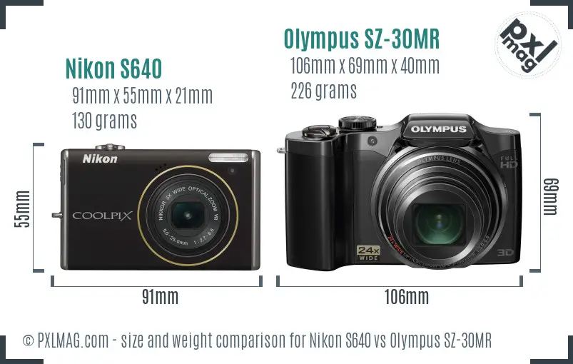 Nikon S640 vs Olympus SZ-30MR size comparison Nikon S640 vs Olympus SZ-30MR size comparison