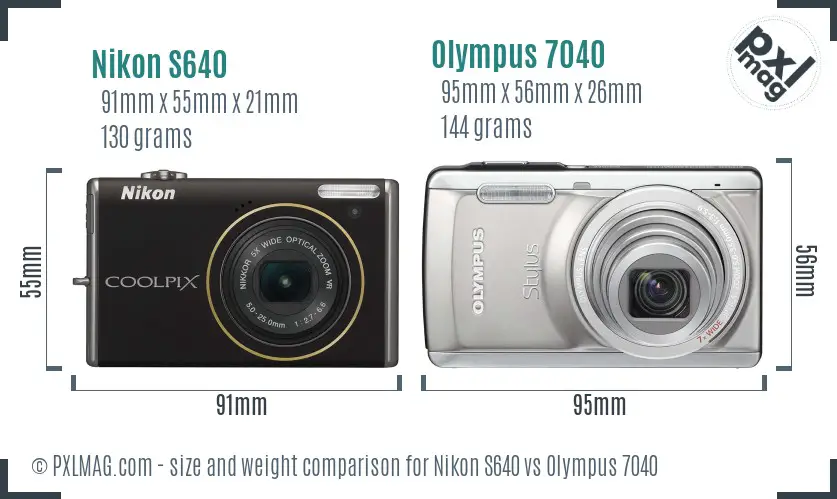 Nikon S640 vs Olympus 7040 size comparison