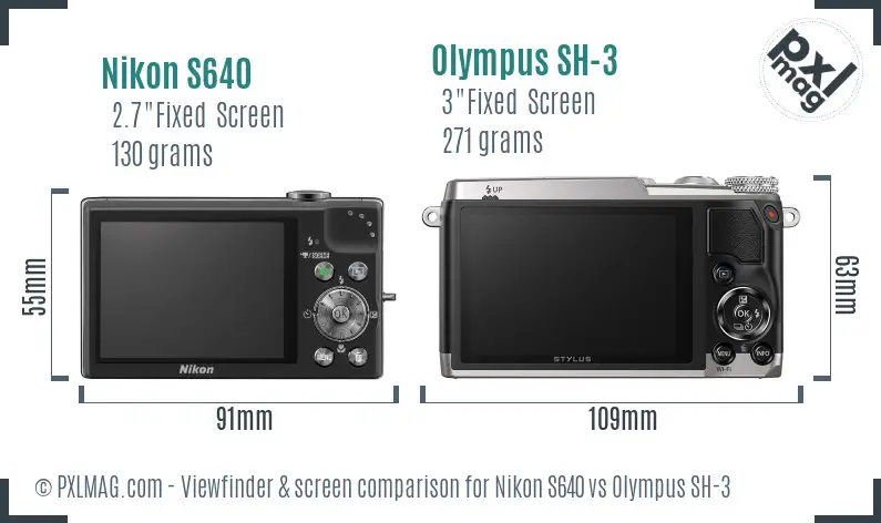 Nikon S640 vs Olympus SH-3 Screen and Viewfinder comparison Nikon S640 vs Olympus SH-3 Screen and Viewfinder comparison