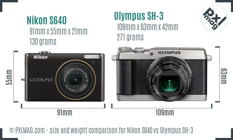 Nikon S640 vs Olympus SH-3 size comparison Nikon S640 vs Olympus SH-3 size comparison