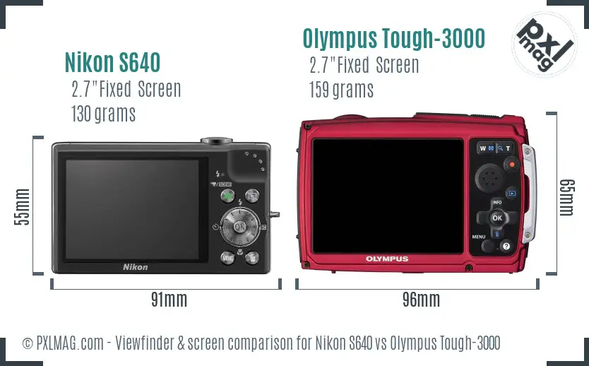 Nikon S640 vs Olympus Tough-3000 Screen and Viewfinder comparison Nikon S640 vs Olympus Tough-3000 Screen and Viewfinder comparison