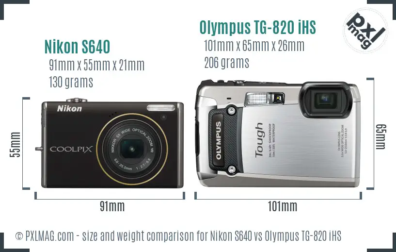 Nikon S640 vs Olympus TG-820 iHS size comparison