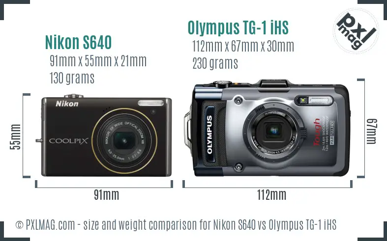 Nikon S640 vs Olympus TG-1 iHS size comparison Nikon S640 vs Olympus TG-1 iHS size comparison