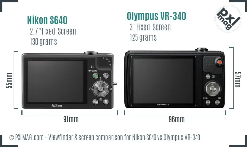 Nikon S640 vs Olympus VR-340 Screen and Viewfinder comparison Nikon S640 vs Olympus VR-340 Screen and Viewfinder comparison