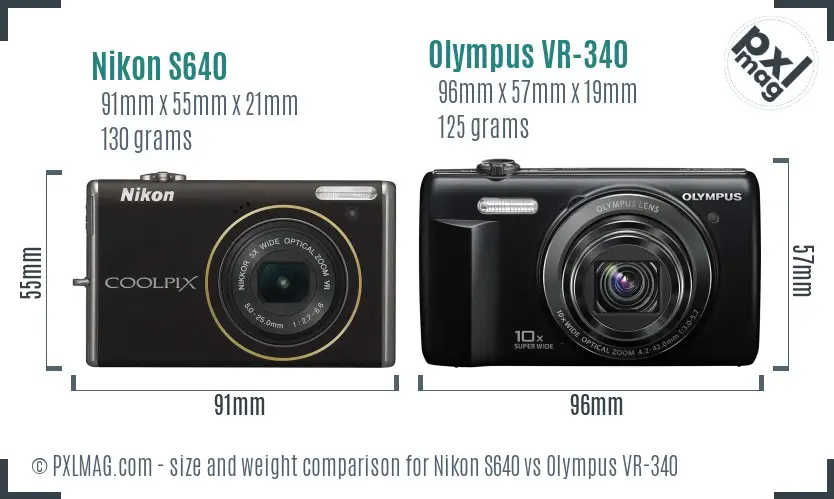 Nikon S640 vs Olympus VR-340 size comparison Nikon S640 vs Olympus VR-340 size comparison