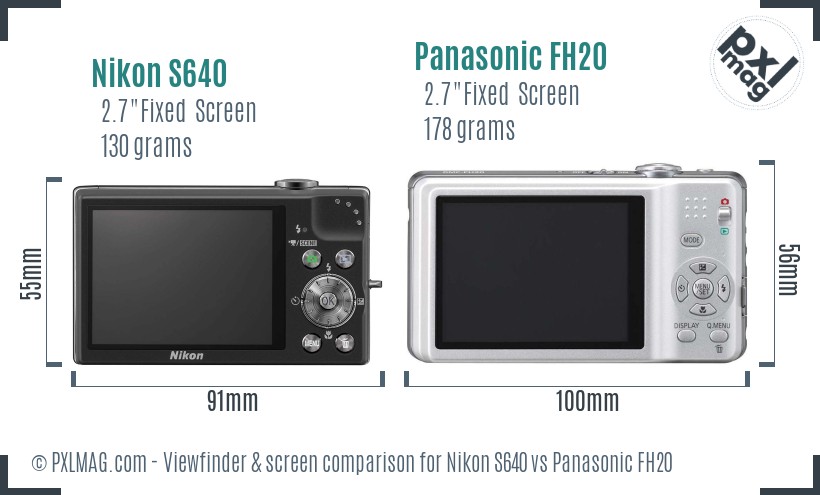 Nikon S640 vs Panasonic FH20 Screen and Viewfinder comparison