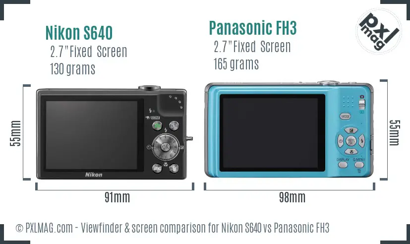Nikon S640 vs Panasonic FH3 Screen and Viewfinder comparison Nikon S640 vs Panasonic FH3 Screen and Viewfinder comparison