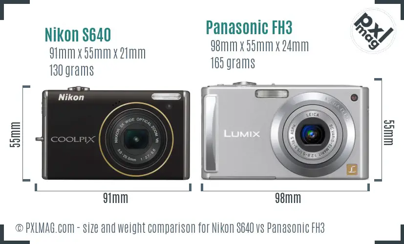 Nikon S640 vs Panasonic FH3 size comparison Nikon S640 vs Panasonic FH3 size comparison