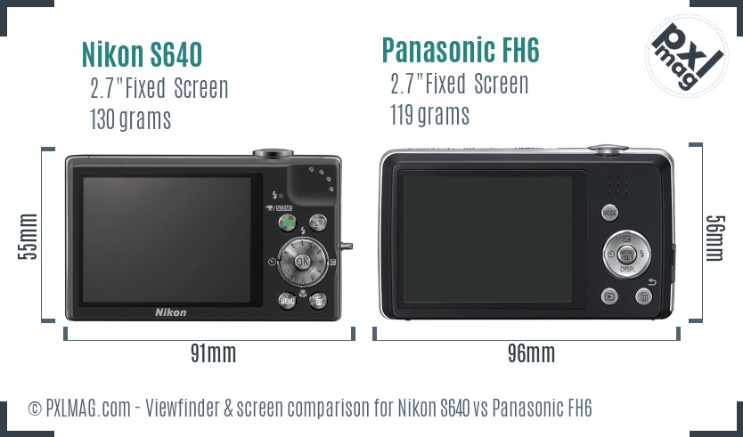 Nikon S640 vs Panasonic FH6 Screen and Viewfinder comparison