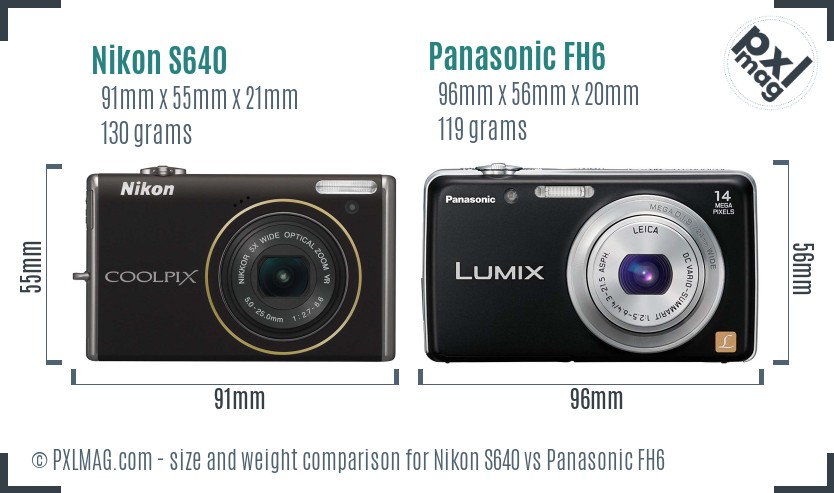 Nikon S640 vs Panasonic FH6 size comparison Nikon S640 vs Panasonic FH6 size comparison
