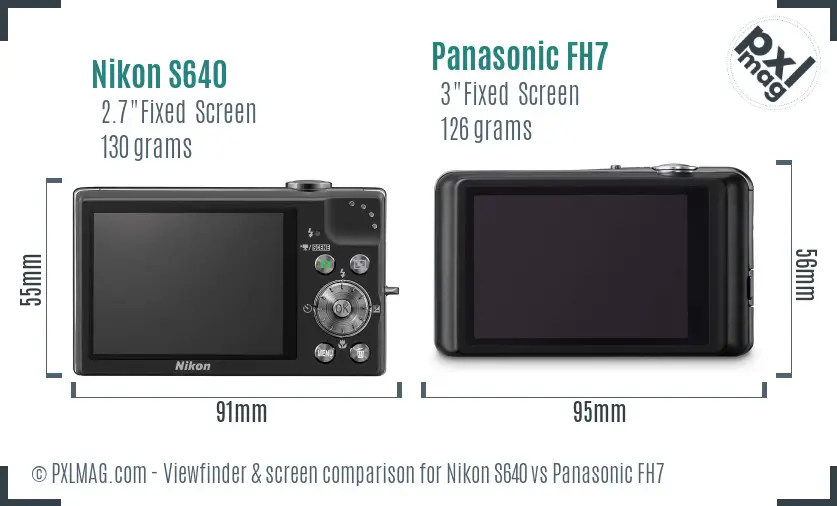 Nikon S640 vs Panasonic FH7 Screen and Viewfinder comparison