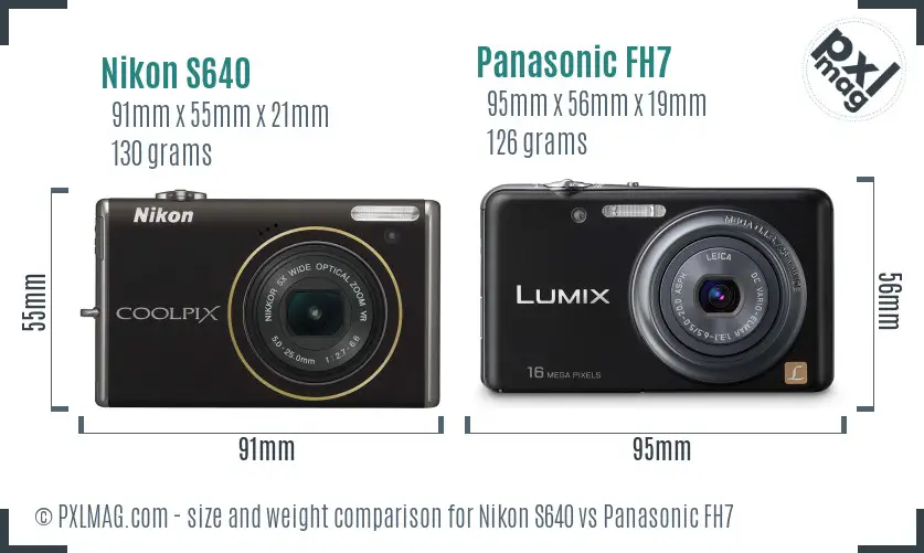 Nikon S640 vs Panasonic FH7 size comparison