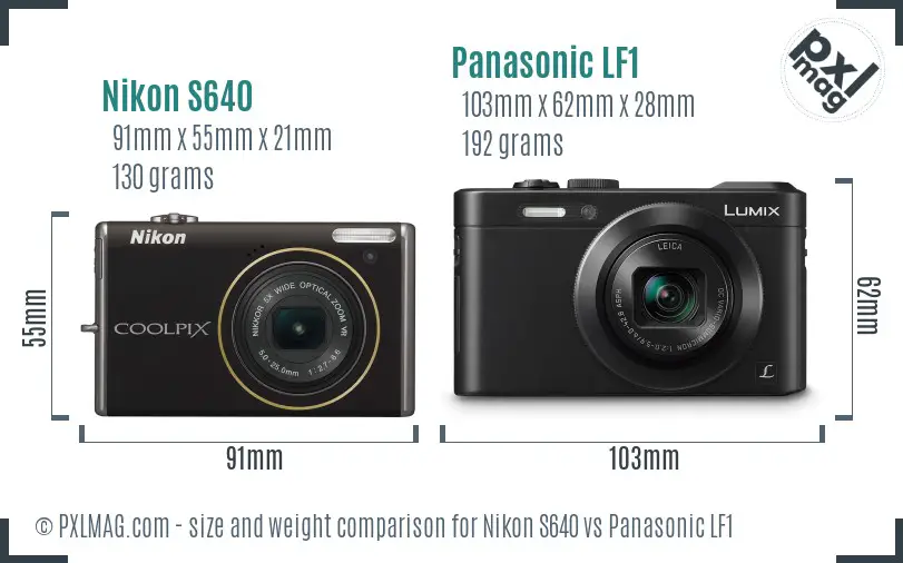 Nikon S640 vs Panasonic LF1 size comparison