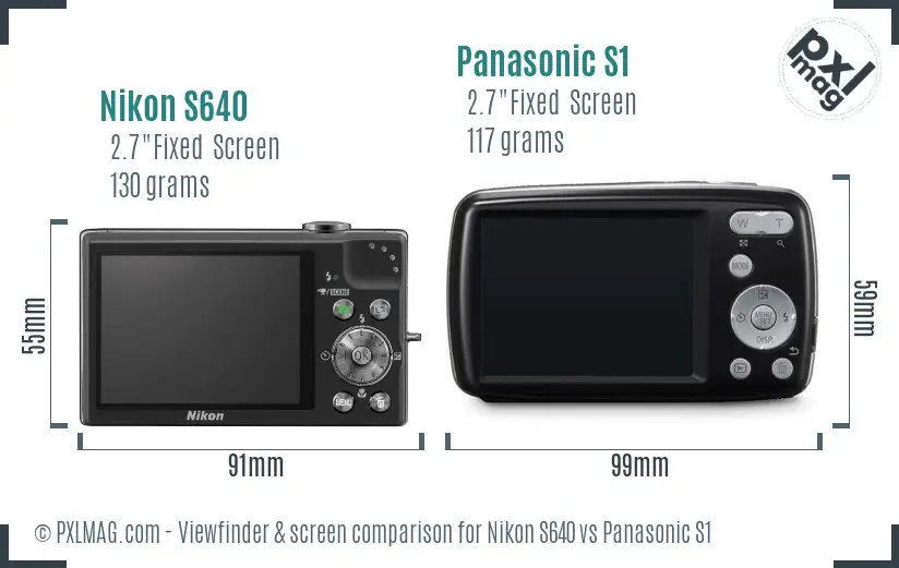 Nikon S640 vs Panasonic S1 Screen and Viewfinder comparison