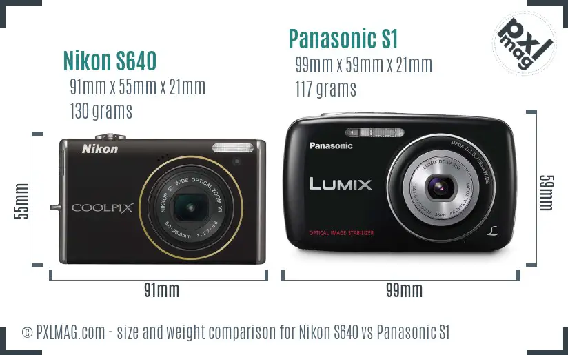 Nikon S640 vs Panasonic S1 size comparison