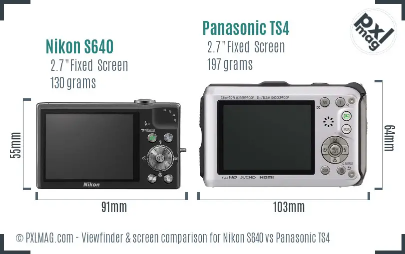 Nikon S640 vs Panasonic TS4 Screen and Viewfinder comparison Nikon S640 vs Panasonic TS4 Screen and Viewfinder comparison