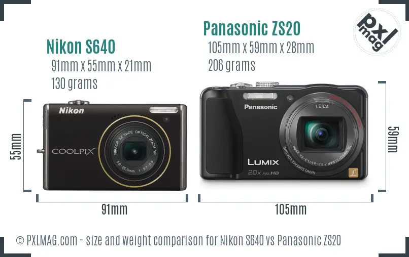 Nikon S640 vs Panasonic ZS20 size comparison Nikon S640 vs Panasonic ZS20 size comparison