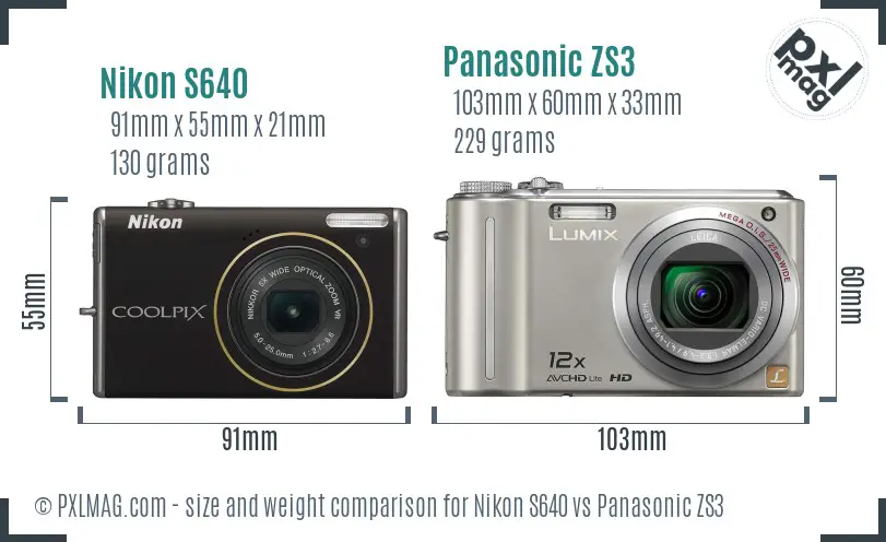 Nikon S640 vs Panasonic ZS3 size comparison Nikon S640 vs Panasonic ZS3 size comparison