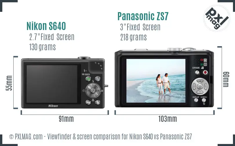 Nikon S640 vs Panasonic ZS7 Screen and Viewfinder comparison Nikon S640 vs Panasonic ZS7 Screen and Viewfinder comparison
