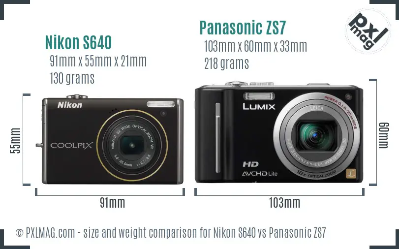 Nikon S640 vs Panasonic ZS7 size comparison Nikon S640 vs Panasonic ZS7 size comparison