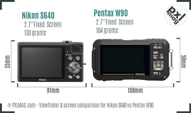 Nikon S640 vs Pentax W90 Screen and Viewfinder comparison Nikon S640 vs Pentax W90 Screen and Viewfinder comparison