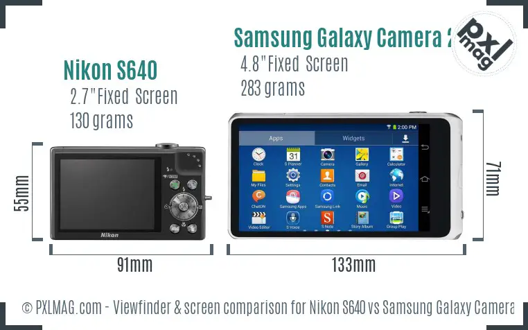 Nikon S640 vs Samsung Galaxy Camera 2 Screen and Viewfinder comparison