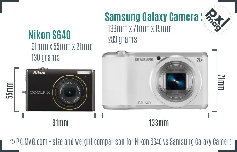 Nikon S640 vs Samsung Galaxy Camera 2 size comparison